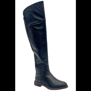 Franco Sarto Leather Over the Knee Medium Calf Boots Haleen Black - Medium